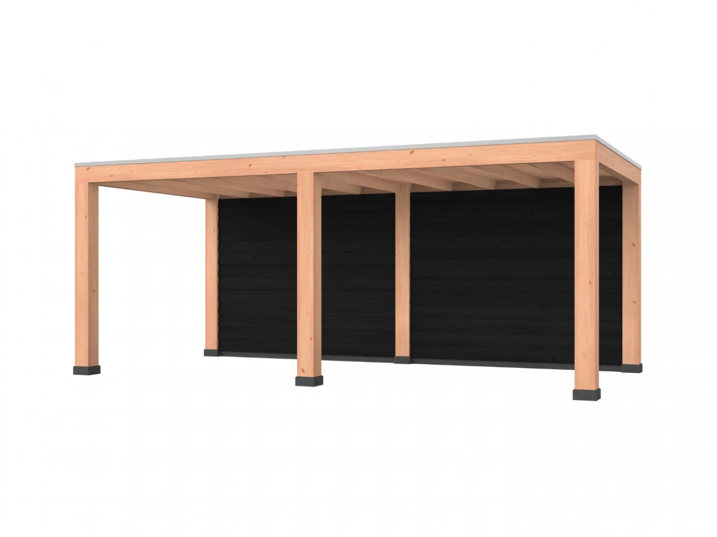 Douglas overkapping, 600 x 300, met achterwand, Westwood Robuust zwart - Afbeelding 1